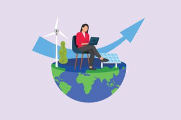 Sustainability Business Concept. Colored flat vector illustration isolated