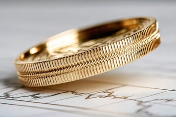 Golden Coin on Financial Chart