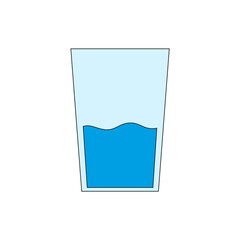 Water glass illustration. Drink beverage Vector. Fresh clean liquid. Simple kitchen object.