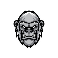 Obraz premium Aggressive Gray Ape Head Vector Illustration