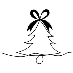 Christmas ribbon bow. Tree decoration Vector. Holiday new year symbol. Simple winter ornament.