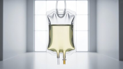 Medical IV bag for intravenous fluid therapy, isolated on white