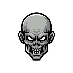 Grey Monster Head Illustration, Pixel Art Style