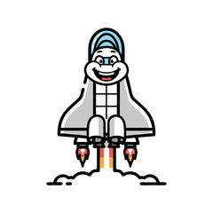 Fototapeta premium Happy Animal in Space Vehicle Launching