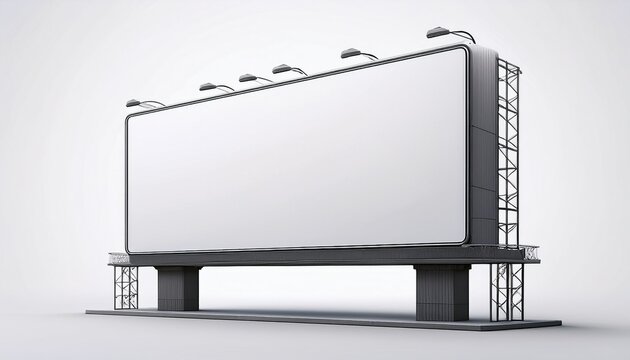 blank illuminated billboard for advertising mockup isolated on white background 3d render