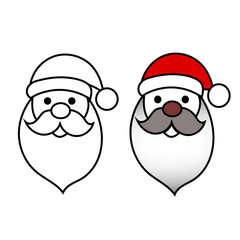 Santa Claus face. Christmas character Vector. Traditional holiday mascot. Simple line portrait.