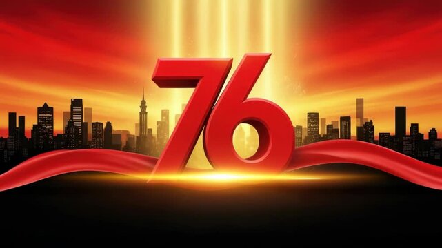 City background animation for the 76th anniversary of the founding of the 11th National Day