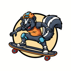 Obraz premium Playful Animal Skateboarding Illustration