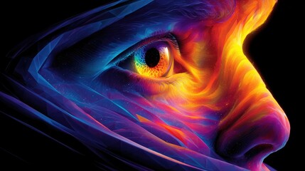 Colorful abstract eye and face design.