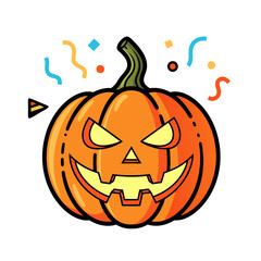 Smiling Orange Halloween Pumpkin with Confetti