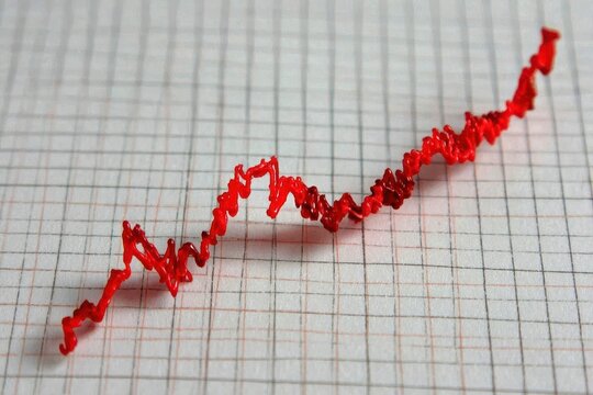 Red Line Graph on Gridded Paper