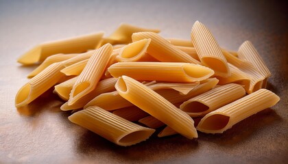 close up of uncooked penne pasta