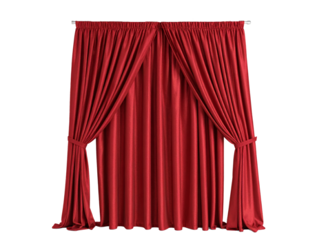Red curtain isolated on a transparent background.