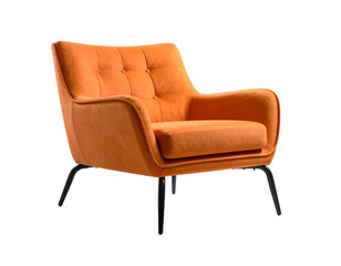 Fototapeta premium Orange armchair isolated on a transparent background.