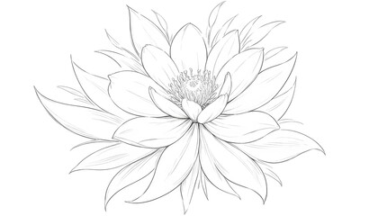 Delicate Botanical Line Art of a Majestic Flower