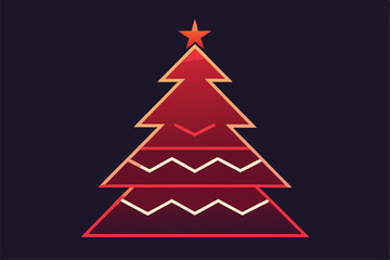 Obraz premium stylized christmas tree outline with zigzag lines.eps