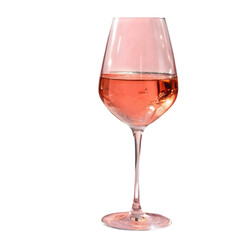 Glass of rose wine isolated on transparent background