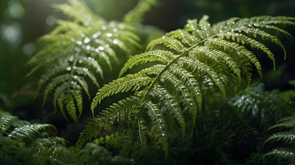 Dew-Kissed Fern Leaf Close-Up Macro Photography