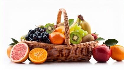 fruit basket isolated on a white background