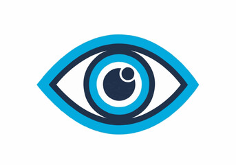 Illustration of a stylized eye with blue and dark blue outlines and a white background visible inside