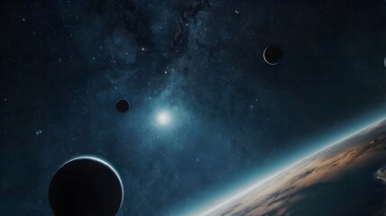 Outer Space Scene with Planets and Starfield
