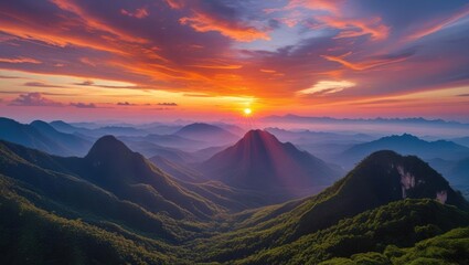 A breathtaking mountain range at sunrise.