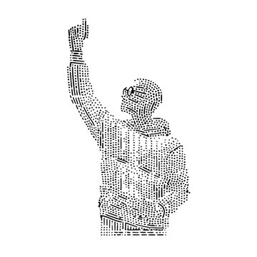 recommend clip art: Man pointing up with glasses vector art illustration design graphic silhouette outline drawing monochrome artwork style