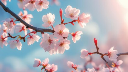 Delicate spring blossoms against a soft sky.