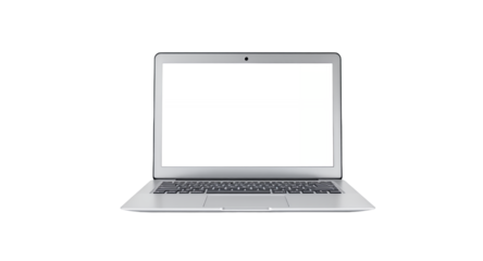 Modern Silver Laptop with Blank Screen 1.