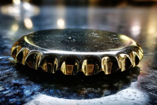 Golden Bottle Cap Close Up