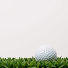 Golf ball on grass clean background for product presentation and template design