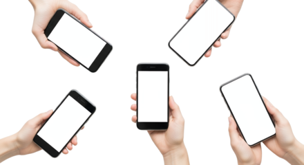 Multiple Hands Holding Smartphones with Blank Screens 1.