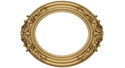 Ornate Gold Circular Picture Frame Design.