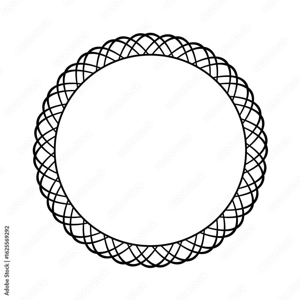 Aufkleber ornate circular frame with interwoven lines creating a decorative border around a blank center.