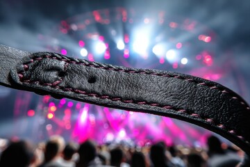 Close-up of a Leather Strap at a Concert