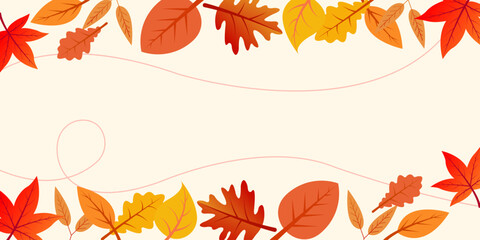 Autumn Leaves Banner and background Design  Minimalist Fall Template for Social Media