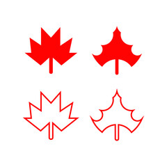 Red Maple Leaf icons  Minimalist Vector Icons for Branding