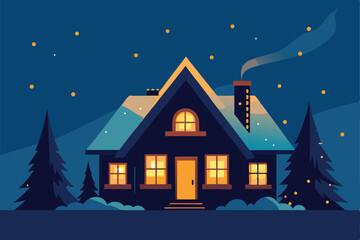 Fototapeta premium vector illustration of a cozy home with windows g.eps
