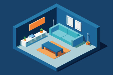 Obraz premium vector isometric layout of modern living room .eps