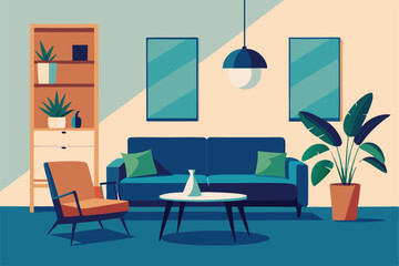 vector of a modern living room interior with scand.eps
