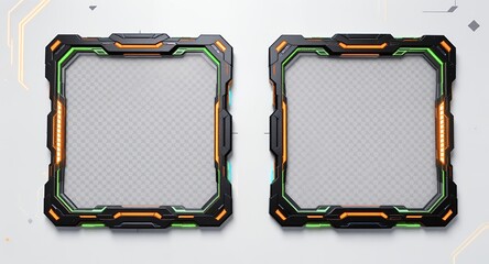 Futuristic HUD Frames with Transparent Background