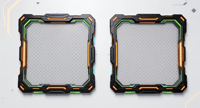 Futuristic HUD Frames with Transparent Background
