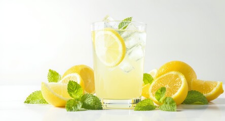 Refreshing Citrus Drink with Ice and Mint