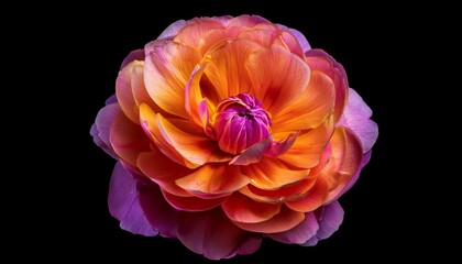Obraz premium vibrant blooming flower in timelapse orange and pink blossom unfolding