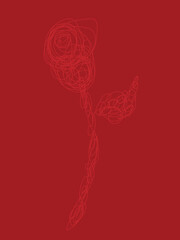 Abstract Red Rose backdrop line art