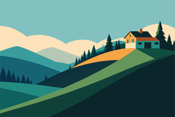 Naklejka premium hillside property with tiered landscape layout .eps