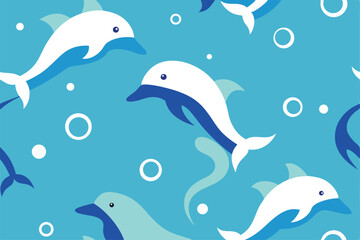 Obraz premium illustrate a seamless vector pattern of dolphins .eps