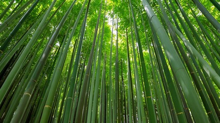 Fototapeta premium Lush Green Bamboo Forest Canopy Nature Background