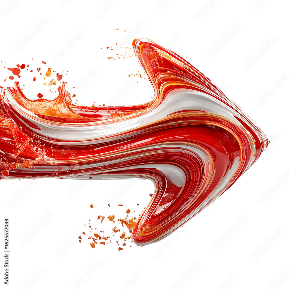 Poster abstract liquid arrow design element forward direction movement concept isolated on transprint backg
