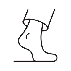 Single icon of heel pain, used for orthopedic, podiatric, or injury visuals. Editable stroke vector illustration.